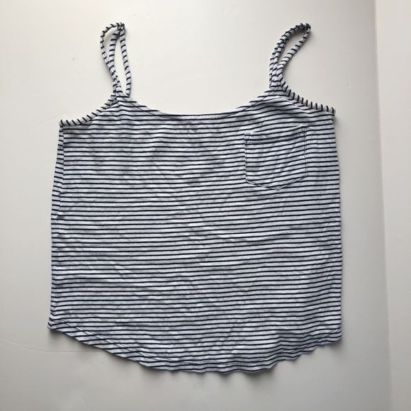 Splendid Navy Blue White Striped Crop Tank With Pocket XS - Picture 5 of 11